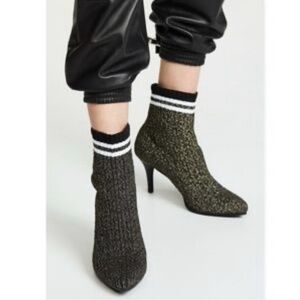 Stuart Weitzman Waverly Sock Bootie Black Metallic Size 7.5